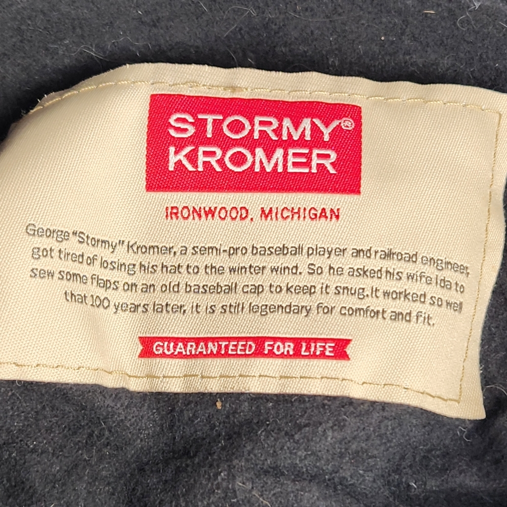 VTG STORMY KROMER Trapper Hat Men's 7 1/4 Red Hunting Wool Plaid Lined Made USA - Picture 6 of 11